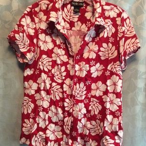 Style&co brand red and white Hawaiian shirt